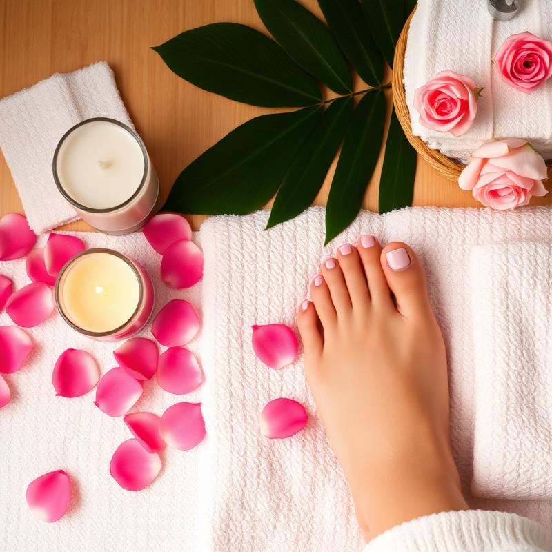 Spa Pediküre mit Rosenblättern